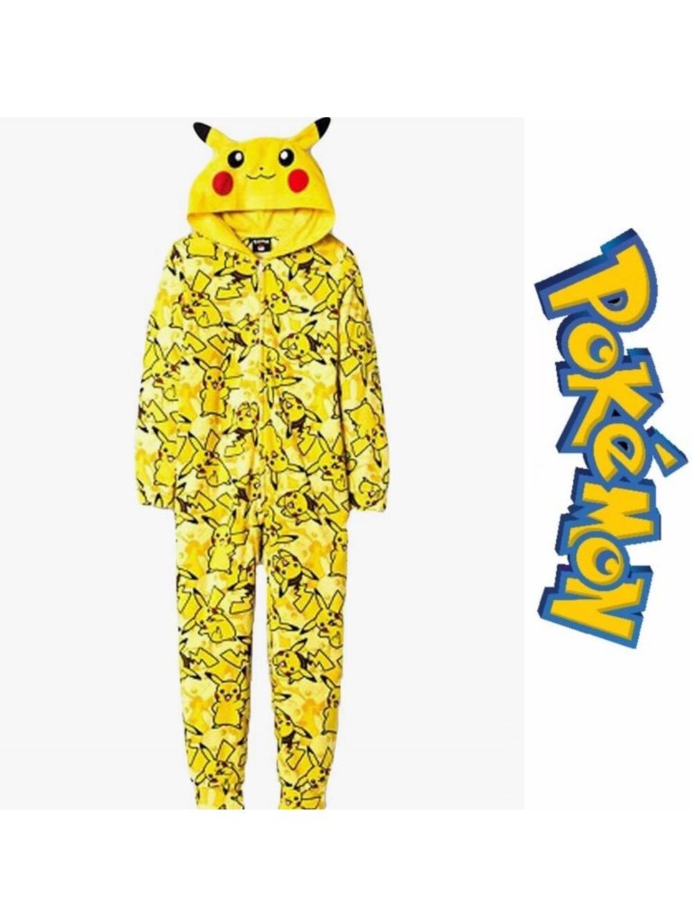 Pokémon | Boys Pikachu Print Union Suit Onesie Pajamas With Hood | Size 6